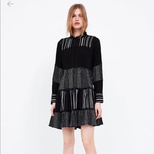 Zara black and white stripped contrast dress